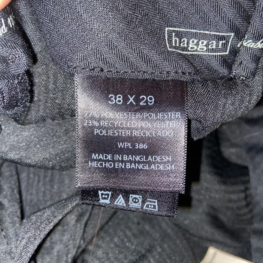 Haggar Mens Pants Sz 38 x 29‎ Repreve Stria Black Dress Smart Fiber Classic NEW